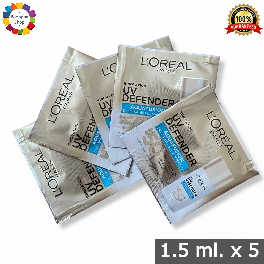 5 ชิ้น ✅ L'Oreal Paris UV Defender Aquafusion Water Gel 1.5ml ลอรีอัล ปารีส ยูวี ดีเฟนเดอร์ อะควาฟิว