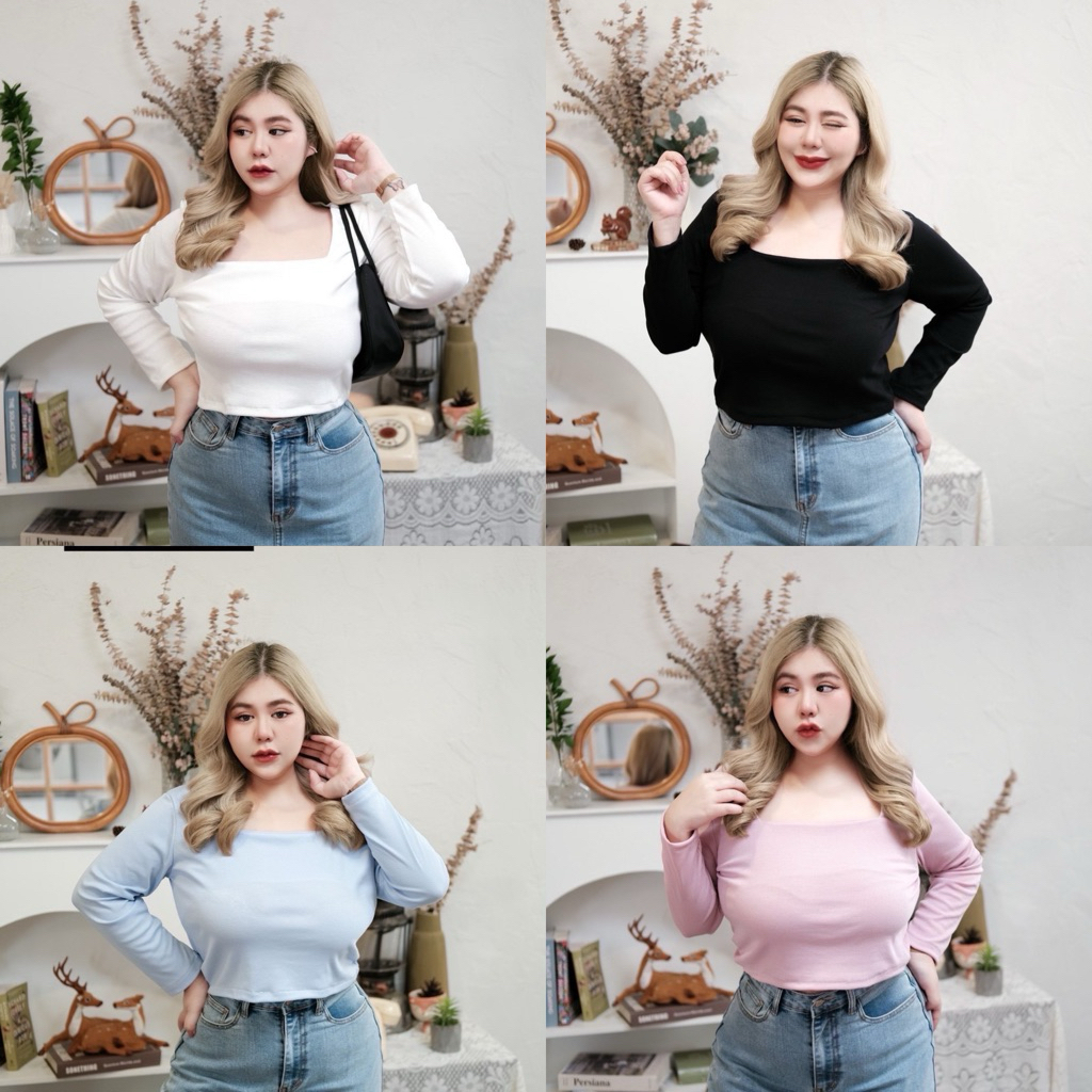 Chubby Supi - เสื้อครอปคอเหลี่ยมแขนยาว (trd)