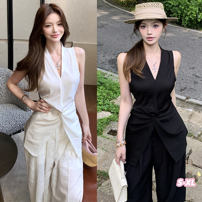 Grace เสื้อเชิ้ต ลายดอกไม้ แขนกุด คอเชือกแขวนคอ สําหรับผู้หญิง ไม่ซ้ำใคร เก๋ไก๋ และสวยงาม เสื้อขนาดเล็ก 99157