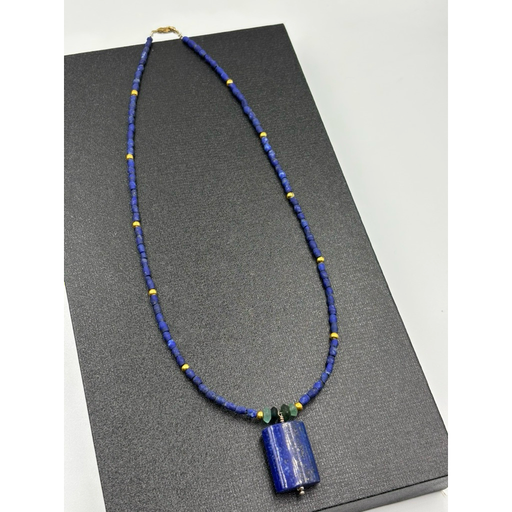 beautiful natural top quality lapis lazuli beaded with lapis pendant handmade necklace 💙