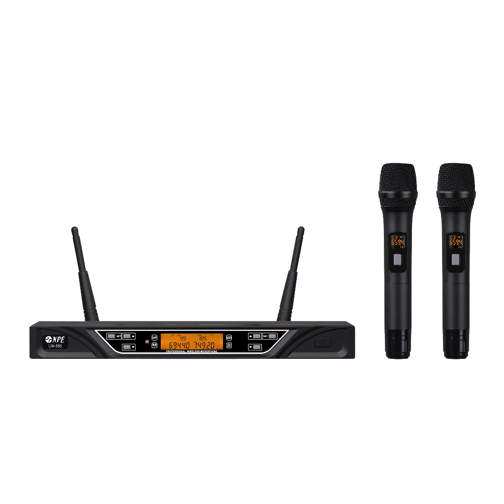 NPE ชุดไมโครโฟนไร้สายถือคู่ UW-555 (694-703MHz/748-758MHz)
