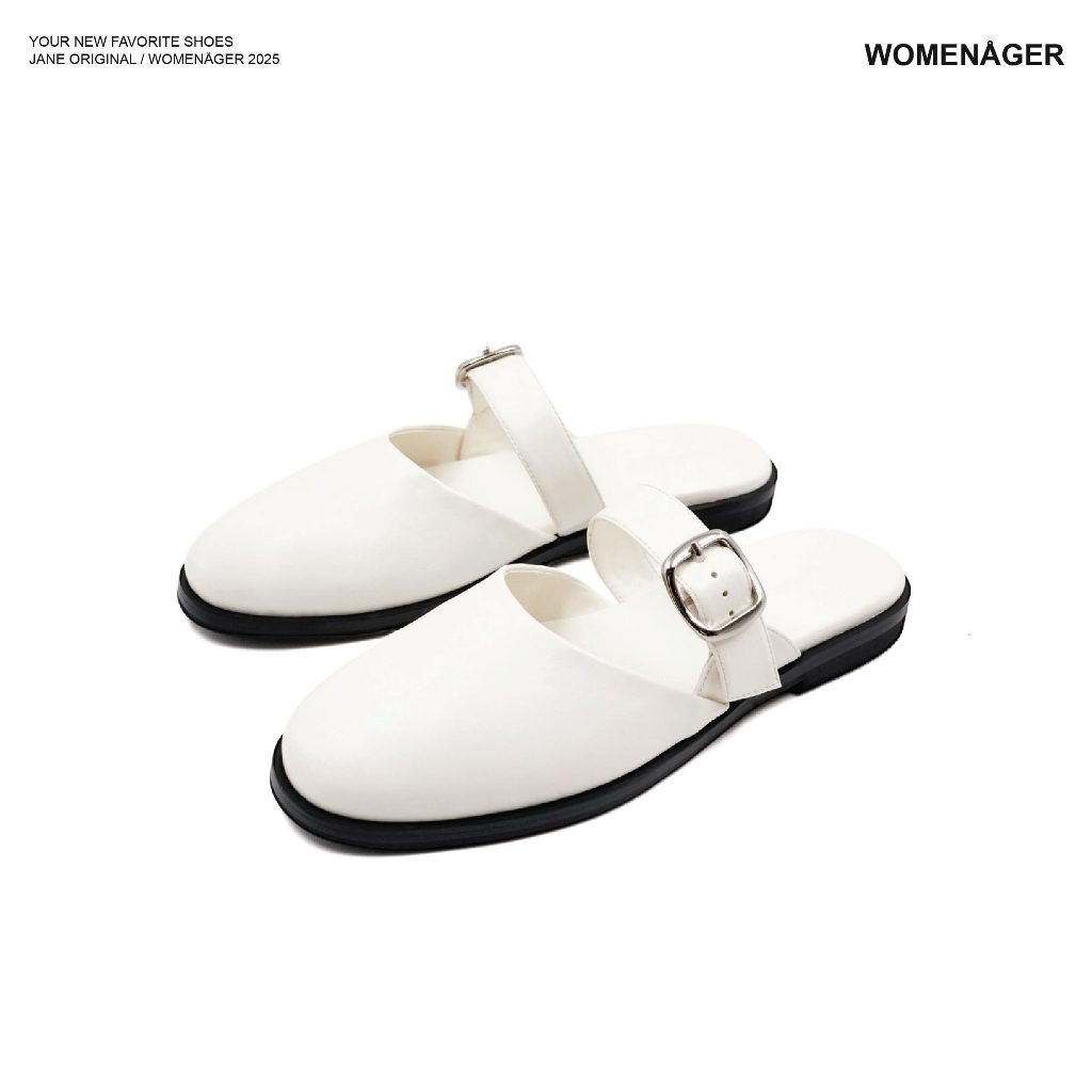 womenager - Jane Original สี Butter with metal studs รองเท้าแตะคัทชูเปิดส้น สวมใส่ง่าย