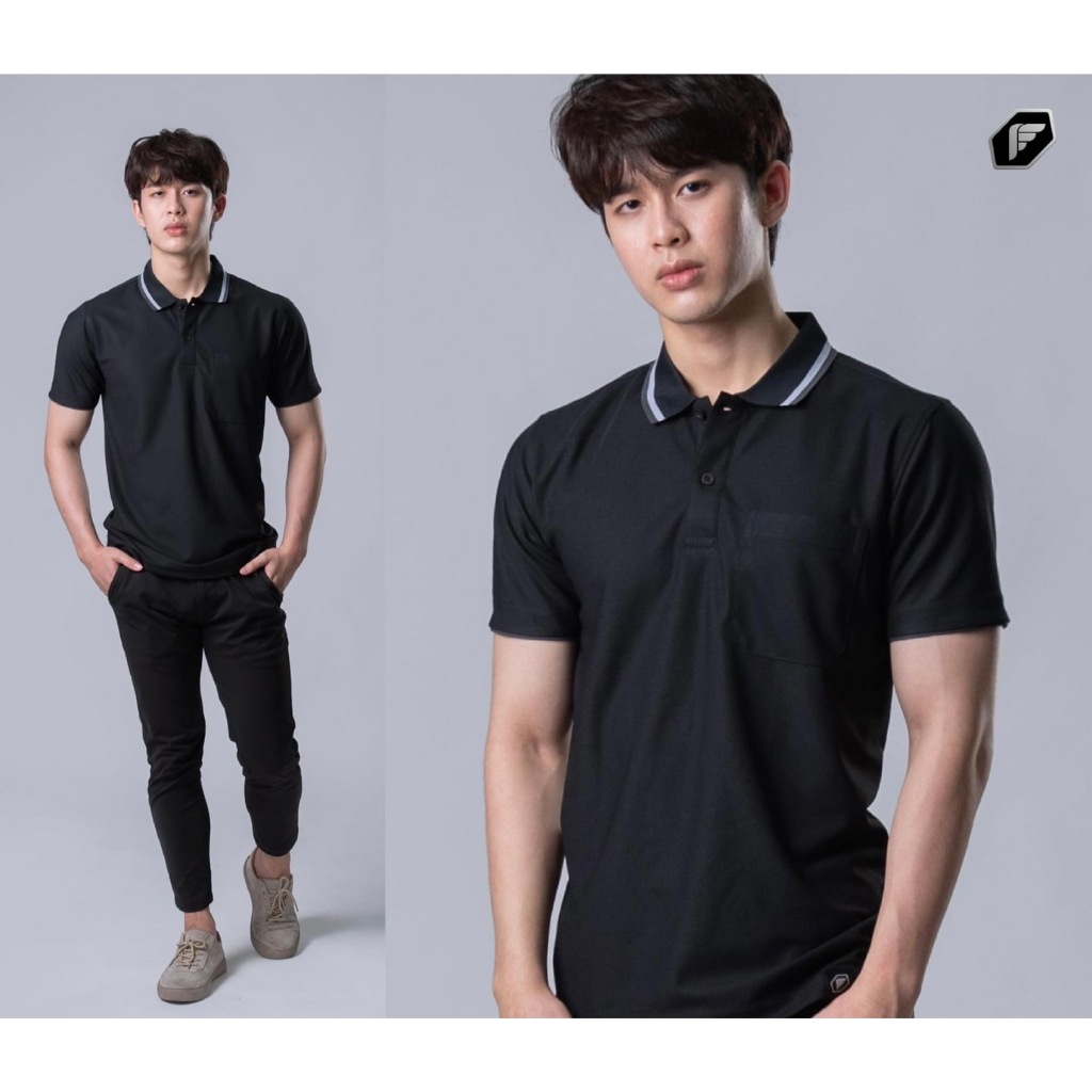 เสื้อโปโลสีดำ โปโลเบสิค PEGAN 16-21055 📌ราคา 199.-249.-