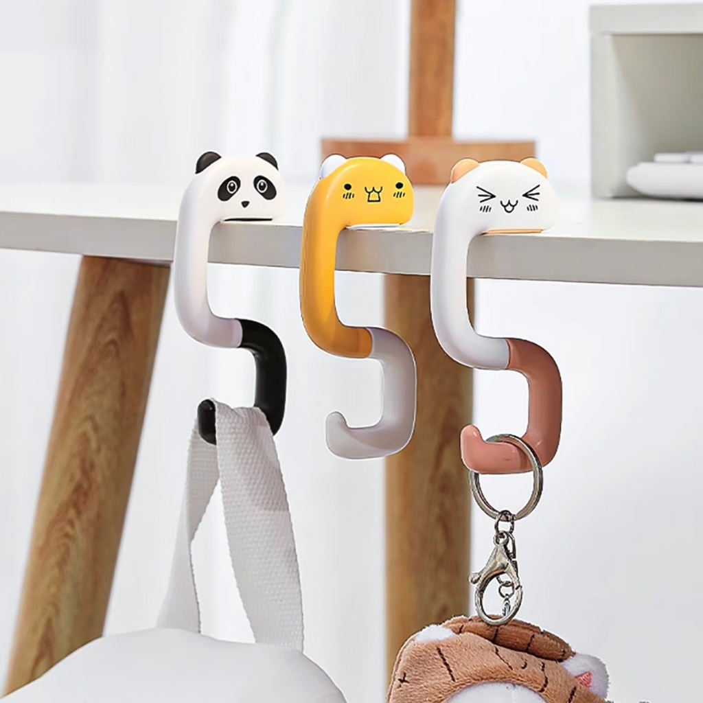 ตะขอแขวนกระเป๋านักเรียน ลายการ์ตูน แบบพกพา ถอดออกได้อเนกประสงค์ พับได้ ตะขอพลาสติก