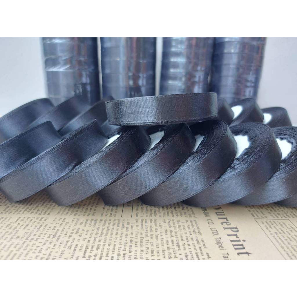 ริบบิ้นผ้า ริบบิ้นดำ สีดำ ขนาด 15 มิลเเละ 20 มิล สินค้าพร้อมส่ง - รูปที่ 4