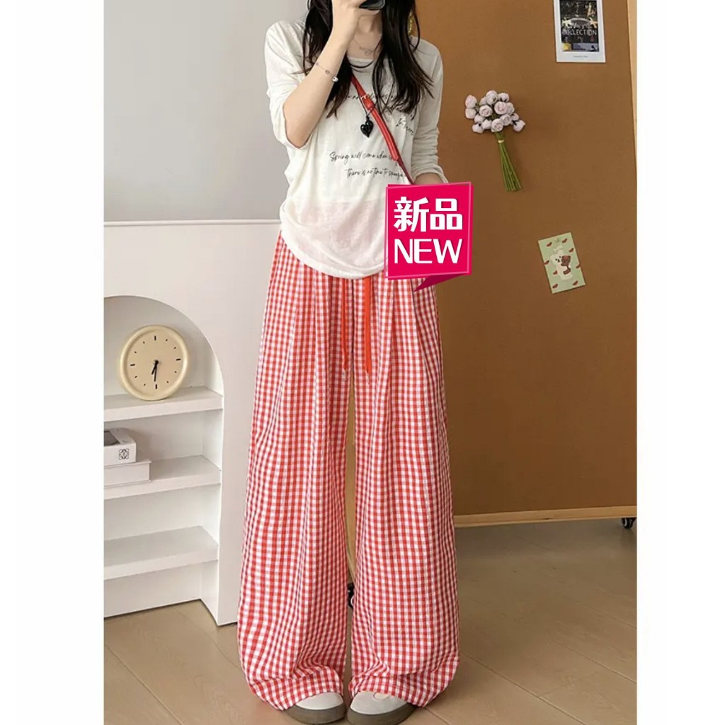 (พร้อมส่งจากไทย) กางเกงขายาวขนาดใหญ่ ผ้าไหมน้ำแข็ง เป็นผ้านุ่ม ขากระบอกใหญ่ ยืดได้เยอะ เอวก่อนยืด 24 ยืดได้ถึง 30 - รูปที่ 4