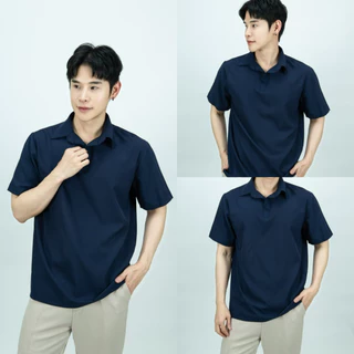 S9: เสื้อเชิ้ตโปโล แขนสั้น แบบสวม สไตล์เกาหลี ผ้านิ่ม ยับยาก ไม่ร้อน ใส่สบาย
