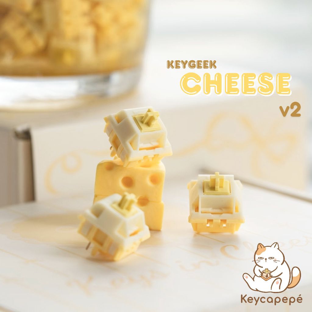 Keygeek Cheese V2 linear switch (10ชิ้น) สวิทช์คีย์บอร์ด FACTORY LUBED พรีลูป 1จังหวะ