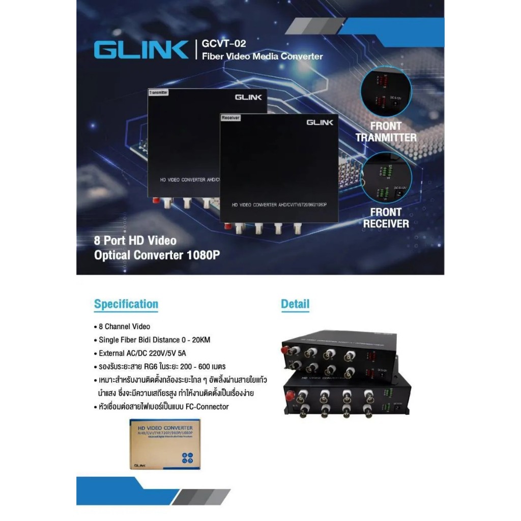 GLINK FIBER VIDEO MEDIA CONVERTER รูปที่ 6