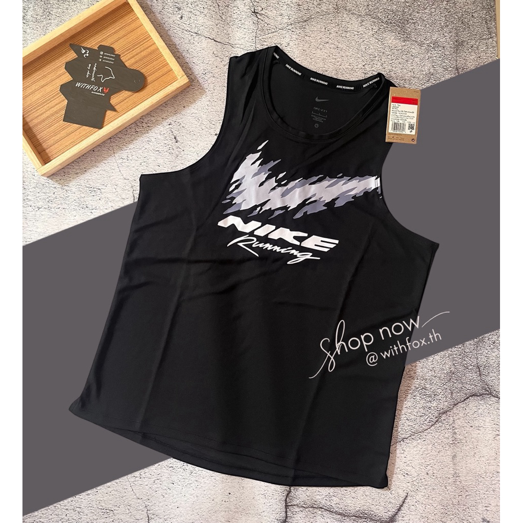 มั่นใจป้ายไทยครบ เสื้อกล้ามใส่วิ่งN I K E . Men’s Miler Dri-FITลายใหม่ วิ่งได้เร