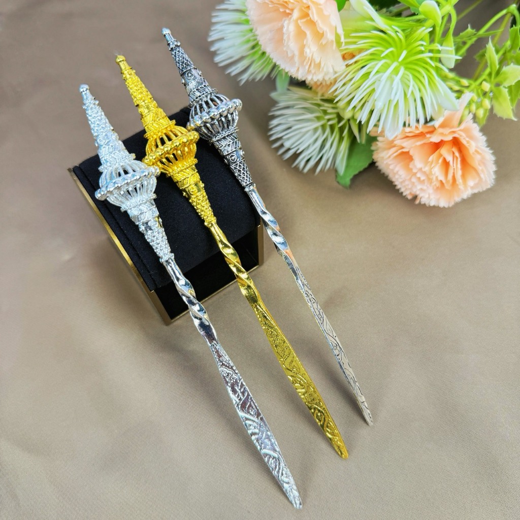 ปิ่นปักผมชุดไทย ปิ่นปักผมโบราณ สีเงิน สีทอง สีเงินรมดำ