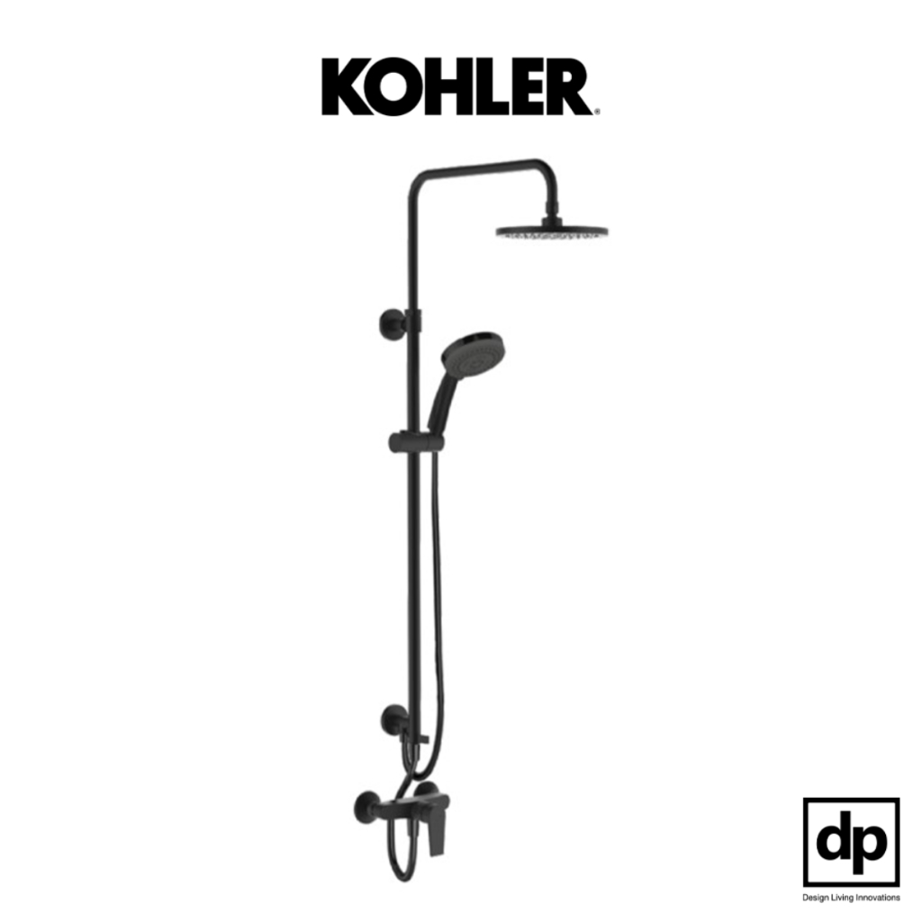 KOHLER ก๊อกผสมยืนอาบพร้อมชุดฝักบัวสายอ่อน และชุดฝักบัวก้านแข็ง รุ่น Taut K-73194T-4-BL สีดำด้าน