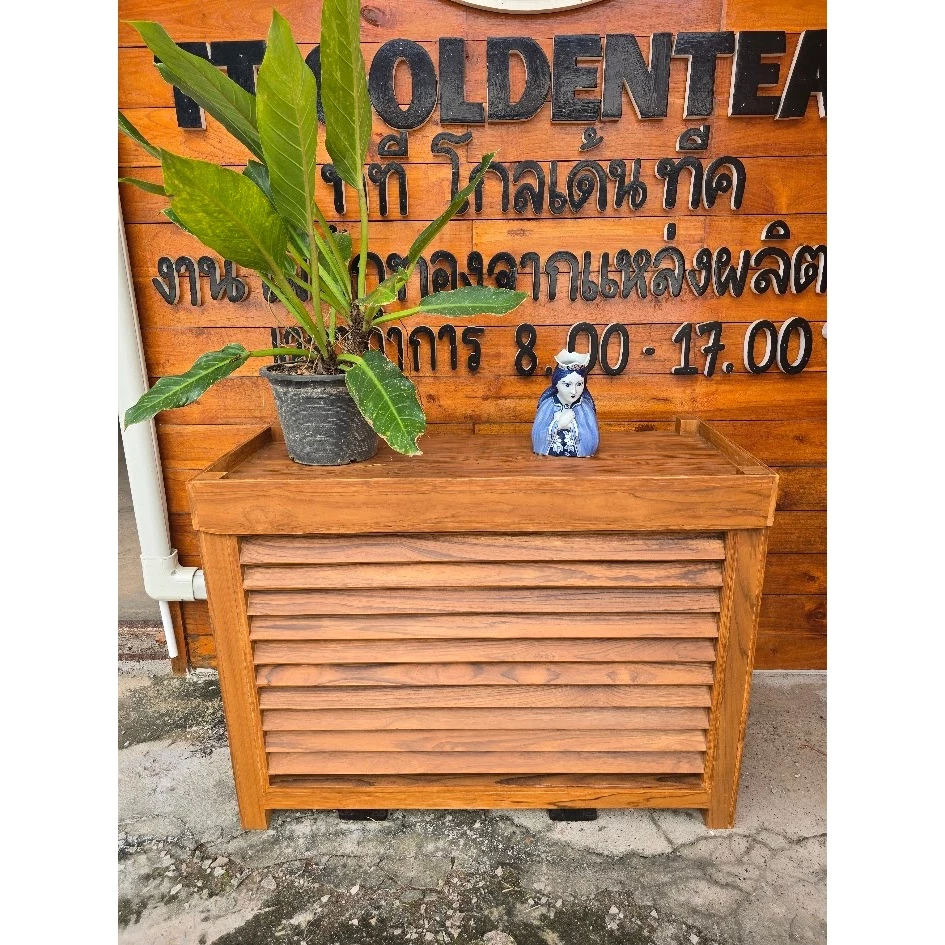 ที่ครอบคอมเพลสเซอร์แอร์ไม้สัก ขนาด 45x100x75 cm thumbnail 4