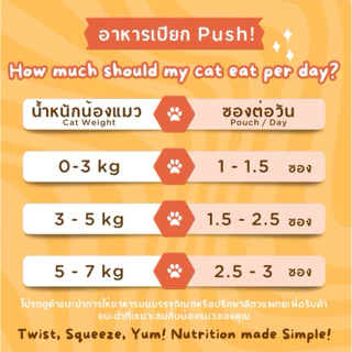 Push ( แบบ 10 ซอง) อาหารเปียกแมว เนื้อมูส Complete & Balanced มี Vitamin เนื้อมูสนุ่ม ซองแบบบีบ ทานง่าย ขนาด 100 กรัม