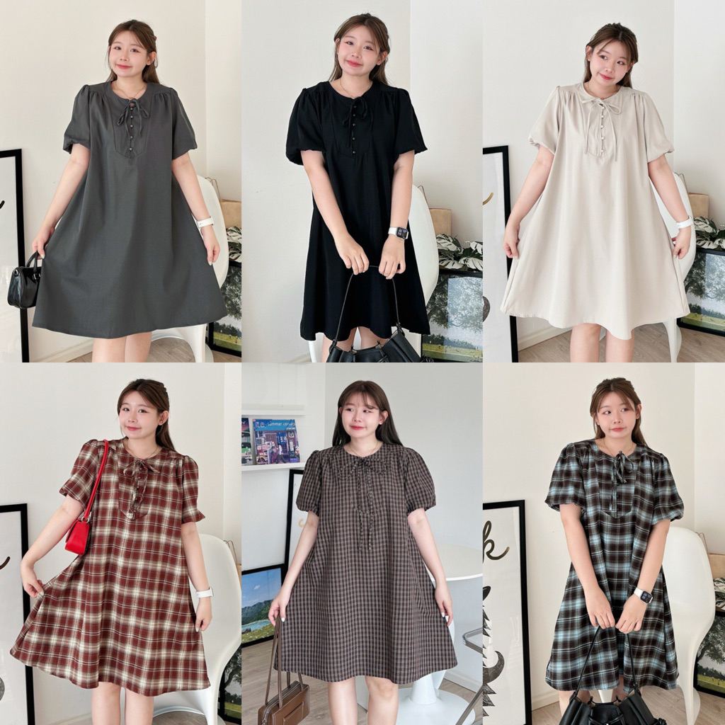เดรสยาว ลายสก็อต&สีพื้น - SCOTT&BASIC DRESS