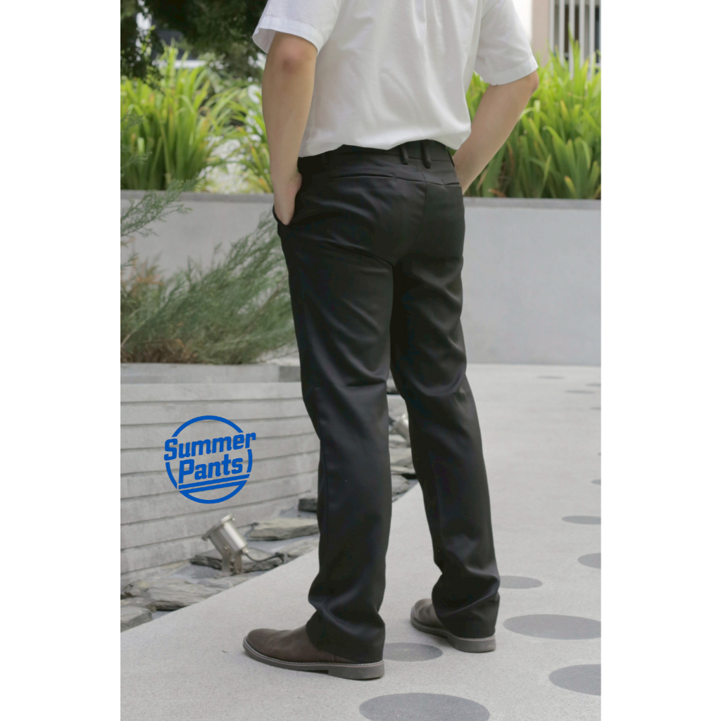 กางเกงสแล็คชาย ขากระบอกเล็ก สีดำ ผ้ามัน size 28-40 นิ้ว