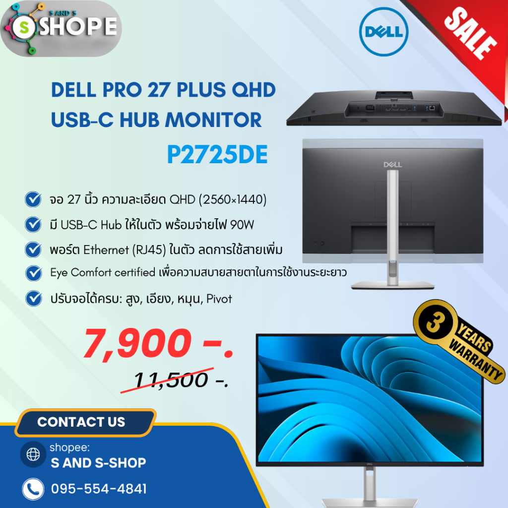 Dell Pro 27 Plus QHD USB-C Hub Monitor (P2725DE)