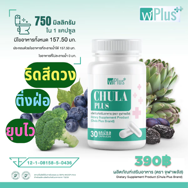 ผลิตภัณฑ์ดูแลริดสีดวง จุฬาพลัส แบบแคปซูล