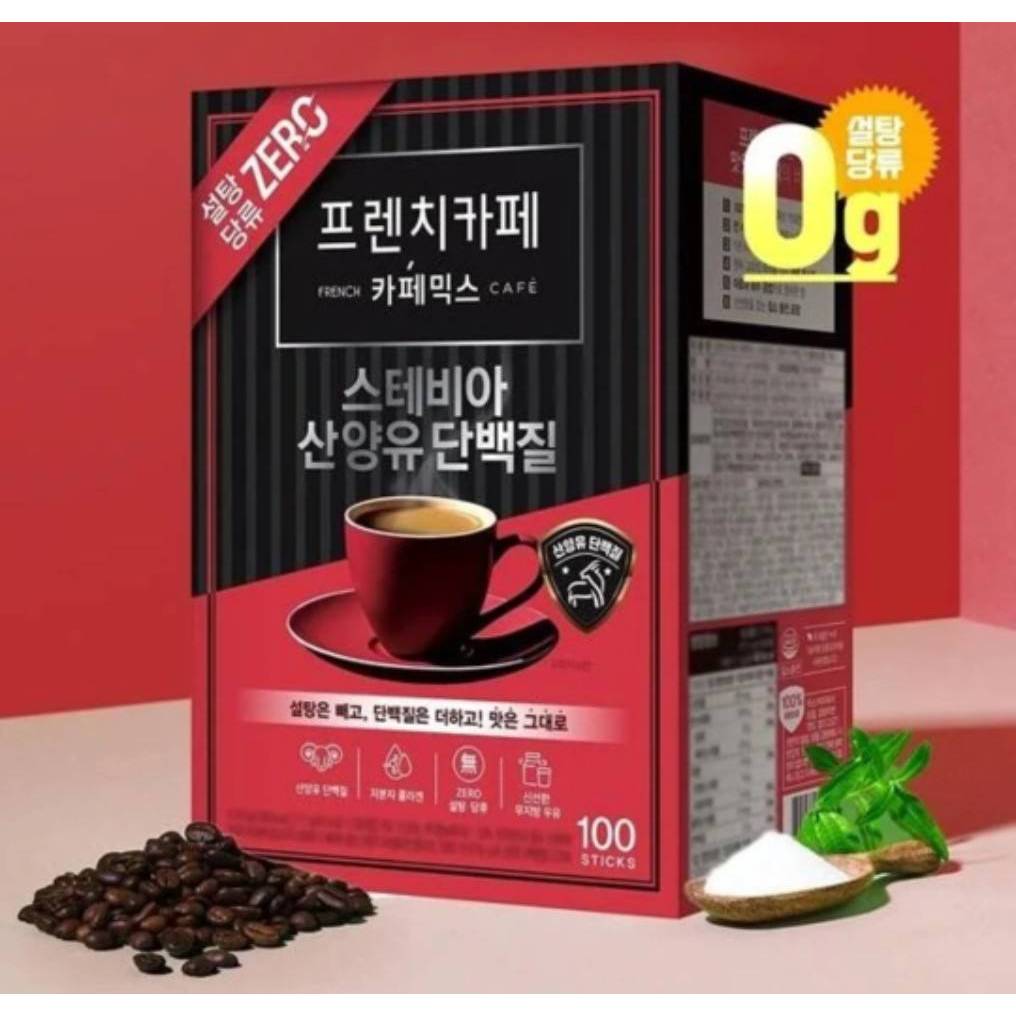 !!100 ซอง!! กาแฟผสมโปรตีนและคอลลาเจน French Cafe Cafe Mix Stevia Goat Milk Protein