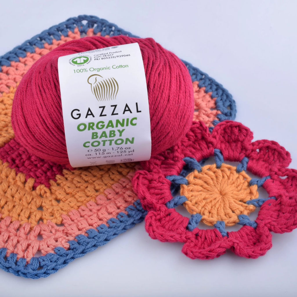 Gazzal Organic Baby Cotton 50g – ไหมคอตตอนออร์แกนิก100% เนื้อนุ่ม อ่อนโยน
