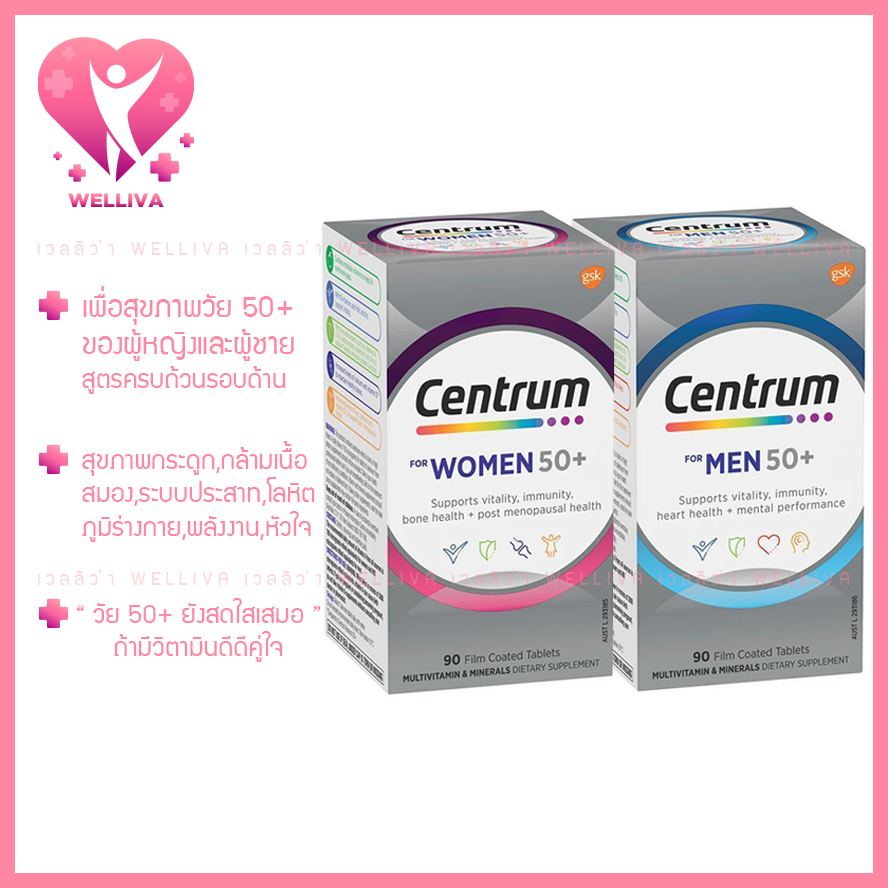 Centrum Silver Women & Men 50+ Multivitamin วิตามินรวมสำหรับวัย 50 ปี ขึ้นไป สูตรครบถ้วน จากอเมริกา