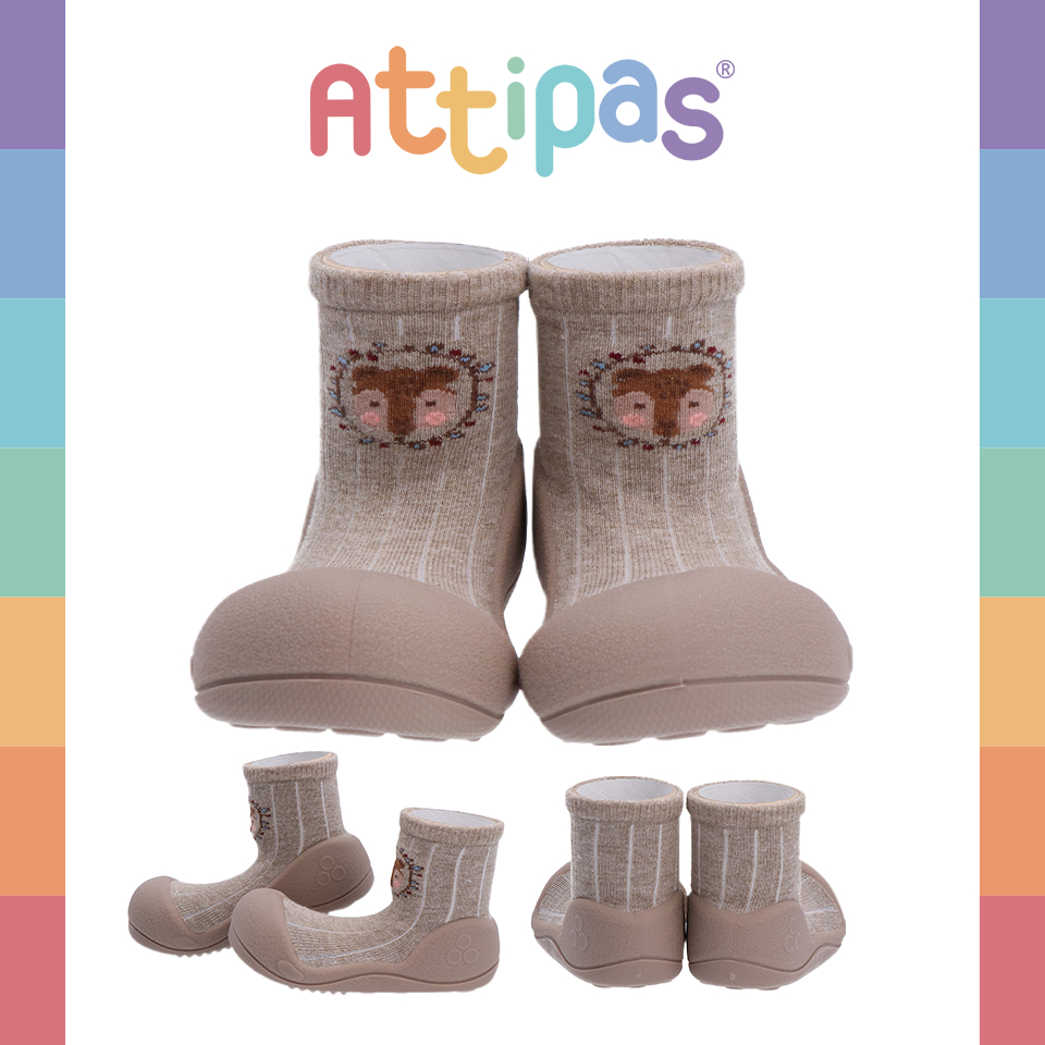 NEW 2025! รองเท้าหัดเดิน Attipas - รุ่น Bear- [สี :BEIGE] [รุ่น Standard]