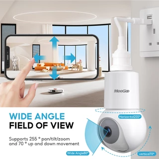 MeeGoo กล้องวงจรปิด กล้องหลอดไฟ WIFI 2.4Ghz ไร้สาย 4MP หมุนได้ 360 ° ใช้กับTuya Smart / Smart Life