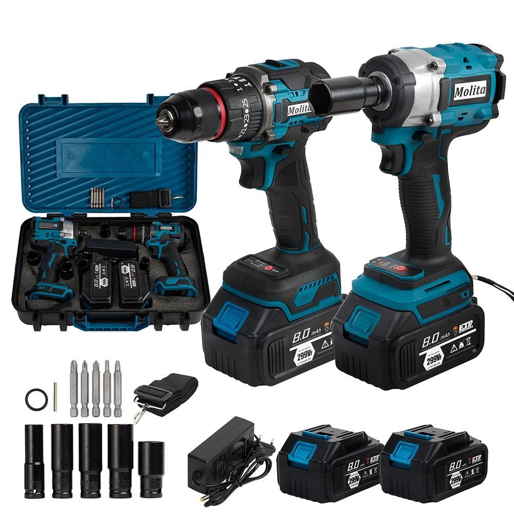 (แพ็คคู่) MOLITA สว่านไร้สาย 3 ระบบ มอเตอร์บัสเลส 299V +บล็อกแบต 299V มอเตอร์บัสเลส แบตเตอรี่ 2 ก้อน