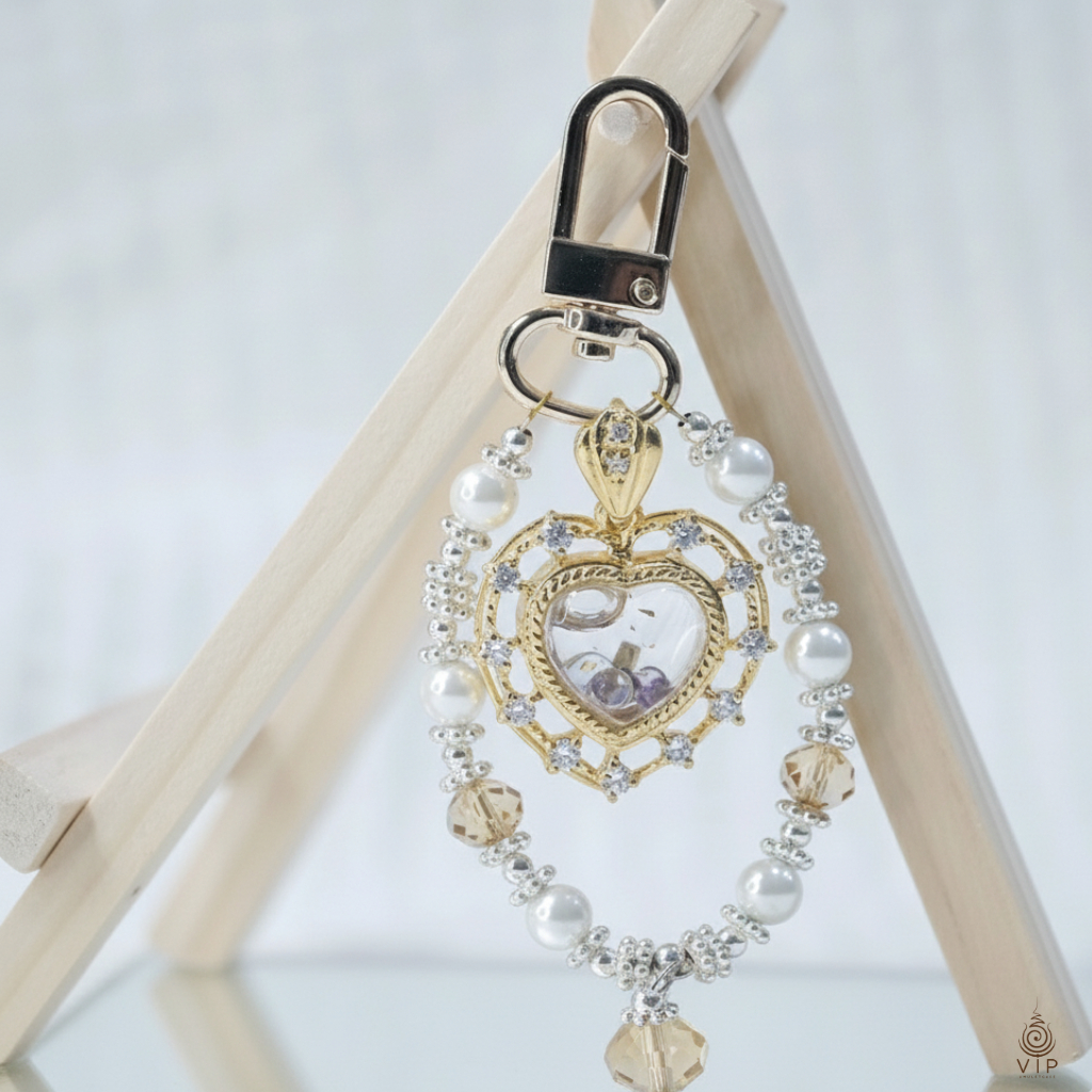 (แท้100% ส่งไว)   พวงกุญแจน้ำมันสมปรารถนา ครูบาแบ่ง  |   Love Charm Oil Keychain Amulet  | 许愿油钥匙扣佛牌  (กรอบชุบหนา 2 เท่า)