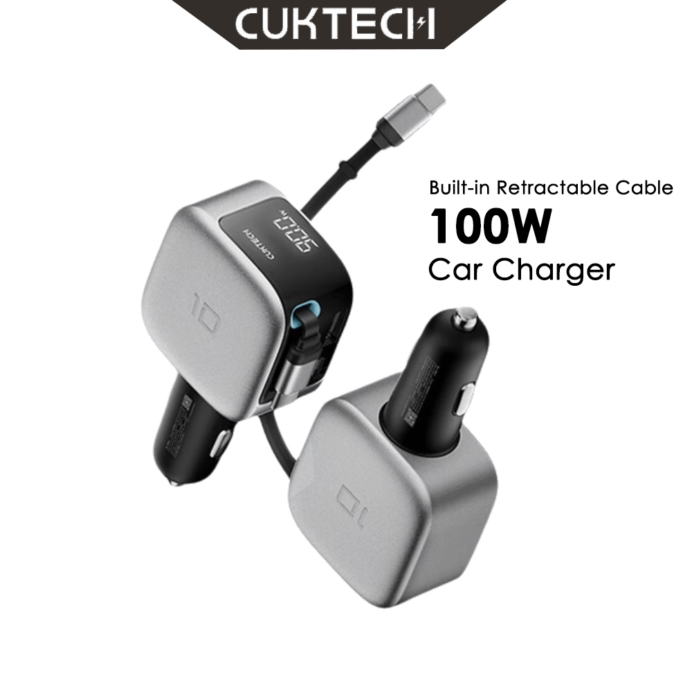 CUKTECH 10 Super Car Charger  100W Multi-Port, 90W Single Port  Built-in Retractable Cable