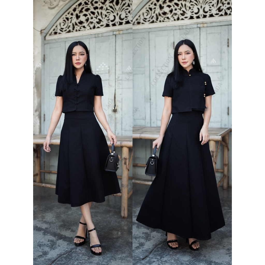 เซ็ท2ชิ้นผ้าฝ้ายอัดกาวสีดำ มี2แบบให้เลือก NEW