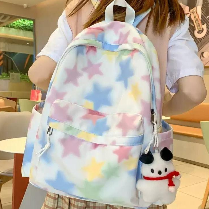 สไตล์เกาหลีใหม่ ความจุสูง หลายช่อง น้ำหนักเบา กระเป๋าเป้สะพายหลังนักเรียน กระเป๋าเป้สะพายหลังเดินทางสำหรับผู้หญิง