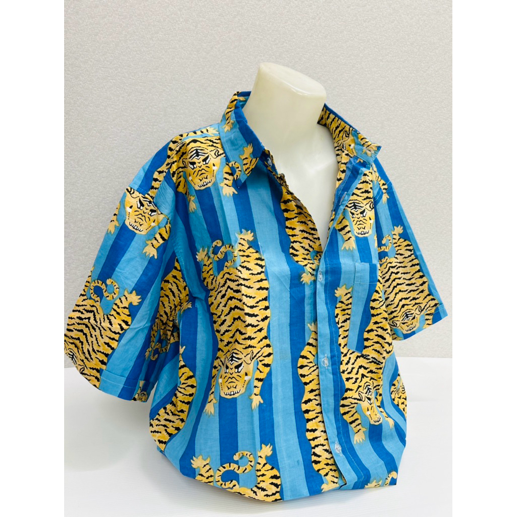 [พร้อมส่ง] เสื้อคอตตอนอินเดีย ลายแฮนบลอก ใส่สบาย ฟรีไซส์ Free Size Unisex Indian Handblock Shirts