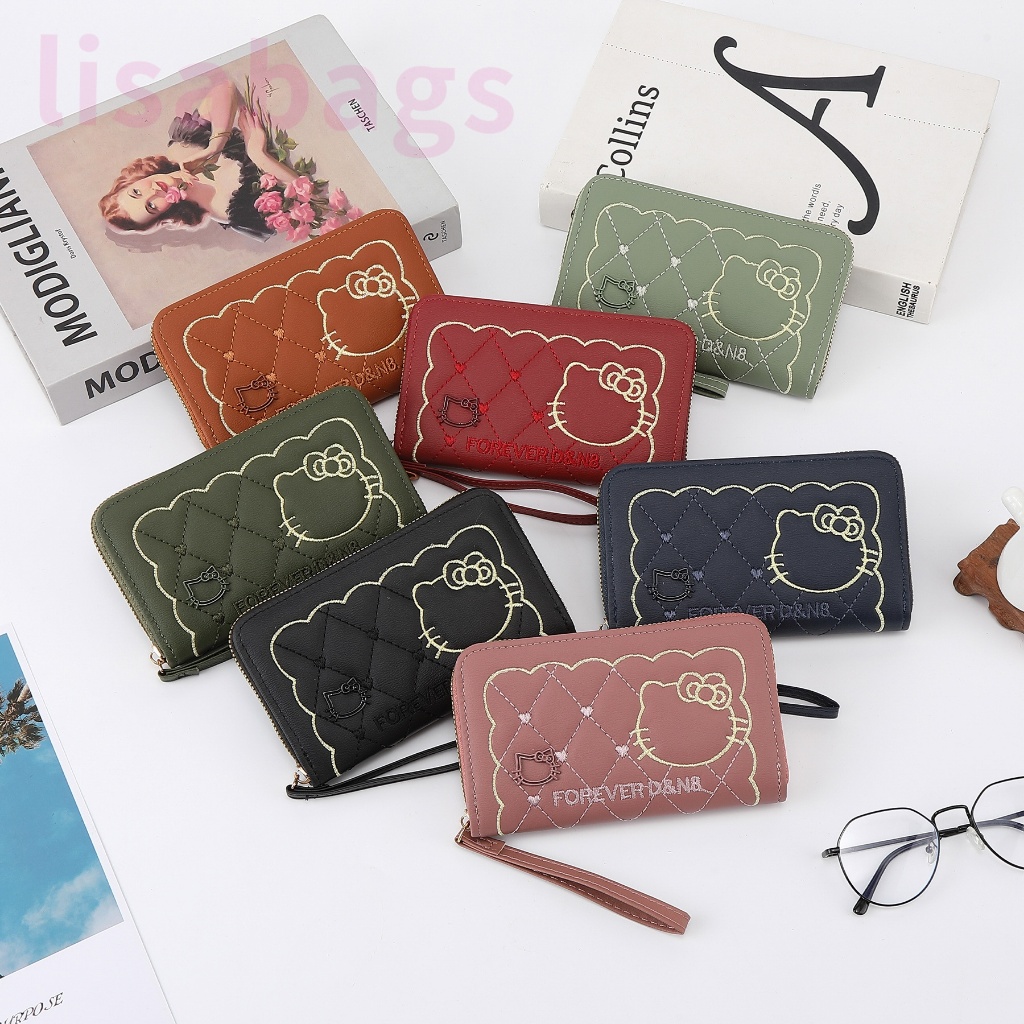 M37#กระเป๋าสตางค์ใบกลางมีช่วงใส่บัตรงทั้งหมด4ช่อง  วัดสุด:หนังPU รุ่นใหม่มีสายคล้องมือทุกใบค่ะ