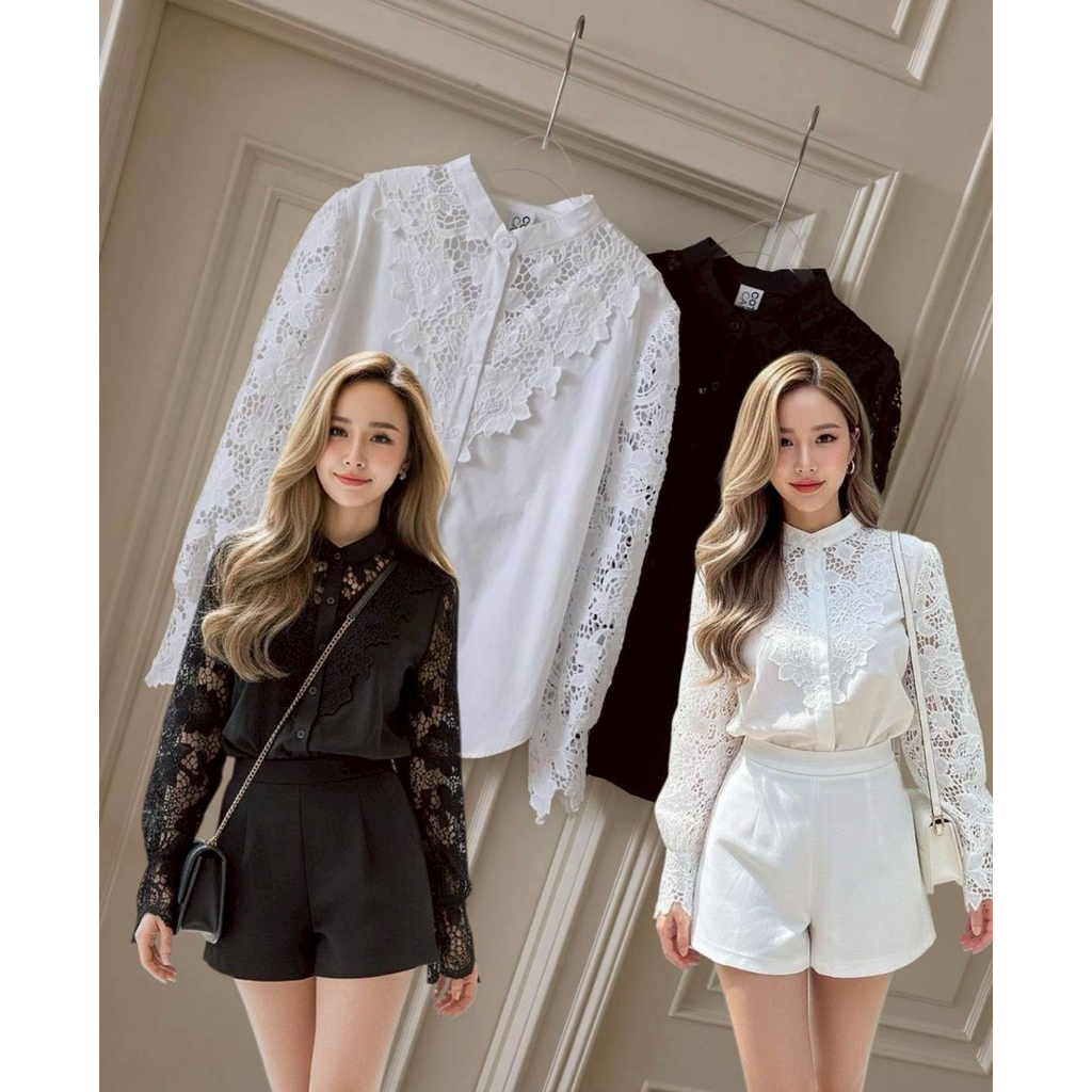 #cottoncandy เสื้อดีเทลแต่งลูกไม้ฉลุ รุ่นนี้งานนำเข้าเกรดดีพรีเมี่ยม แพทเทิลนี้ใส่สวยหรู