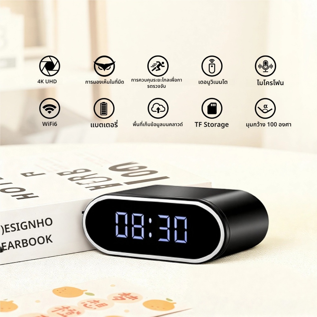 นาฬิกากล้อง ขนาดเล็ก 1080P กล้องแอบ ตรวจจับการเคลื่อนไหว มองเห็นกลางคืน เข้าถึงจากระยะไกล WiFi กล้องวงจรปิด นาฬิกา