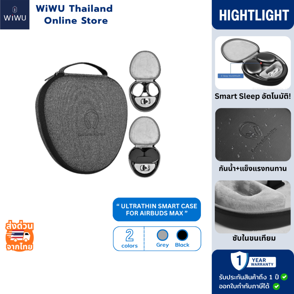 WiWU กระเป๋า เคส สำหรับหูฟัง Airbuds Max แอร์พอร์ต กระเป๋า สำหรับใส่หูฟัง Ultrathin Smart Case