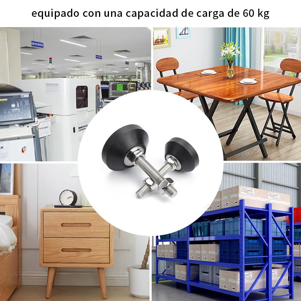 ขา ปรับระดับ โต๊ะ เฟอร์ฯ ทรงโดนัท+ยาง สแตนเลส 304 เกลียวมิล M8 M10 Leg Leveler+Nylon SUS304 - รูปที่ 3