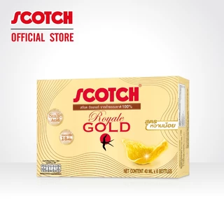 Scotch สก๊อต รังนกแท้ รอเยลโกลด์ สูตรหวานน้อย 40 มล. (แพ็ค 6 ขวด) จำนวน 8 แพ็ก (น้ำตาลลดลง25%)