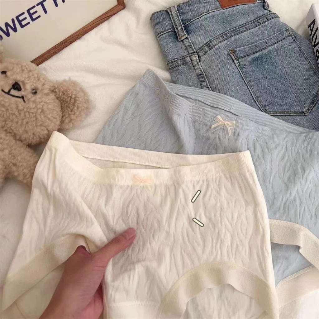 กางเกงชั้นในผู้หญิง ผ้าฝ้าย เอวกลาง สีพื้น เนื้อผ้านุ่ม สวมใส่สบาย ระบายอากาศได้ดี ป้องกันแบคทีเรีย กางเกงชั้นในไร้ตะเข็ - รูปที่ 5