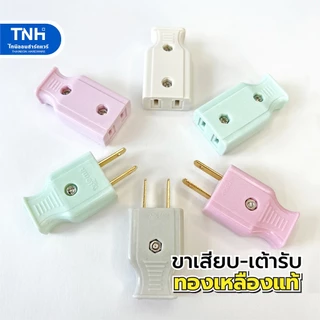 ปลั๊กเสียบ 2 ขาแบน ปลั๊กเสียบตัวผู้ ปลั๊กเสียบตัวเมีย ปลั๊กตัวผู้ ปลั๊กตัวเมีย เต้ารับ เต้าเสียบ (คละสี)