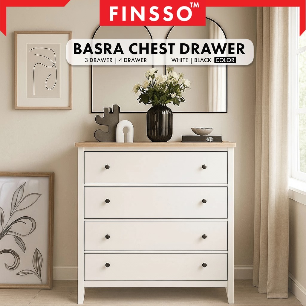 พร้อมส่ง!! ตู้ลิ้นชัก 5/4/3 ทรงเตี้ย พร้อมลิ้นชัก สำหรับจัดเก็บเสื้อผ้า ถุงเท้า และชุดชั้นใน Basra Chest Drawer