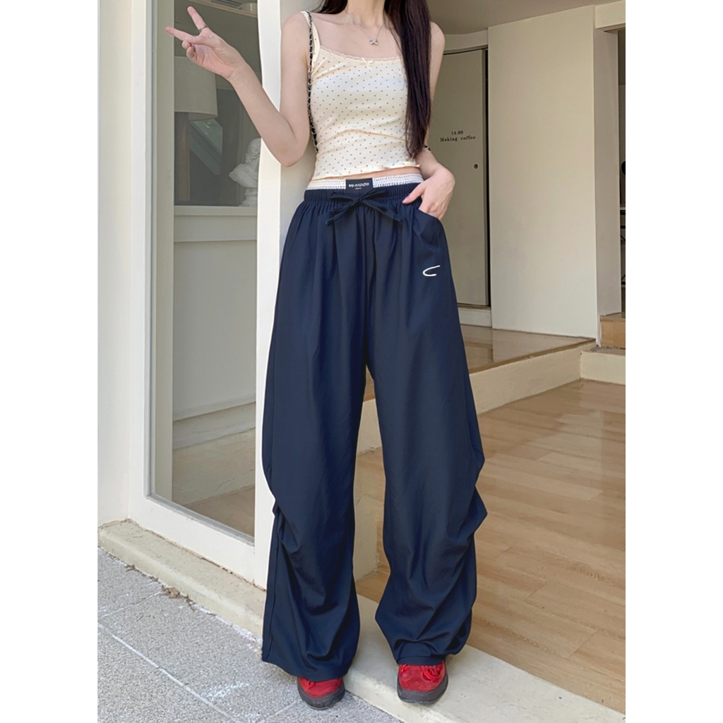 4สี กางเกงลำลอง กางเกงขายาวผู้หญิง ทรงหลวมๆ งานจีบด้านข้าง มีเชือกที่เอว#1279 - รูปที่ 6