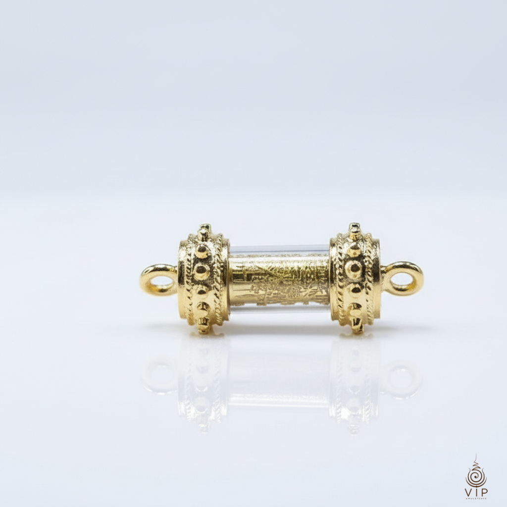 🐯💕 ตะกรุดเสือเหลียวหลัง ครูบาแบ่ง วัดบ้านโตนด  | ✨ Tiger Glance Takrud Amulet  | 回头虎符管佛牌 🙏(กรอบชุบหนา 2 เท่า)