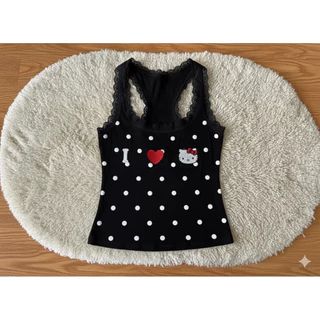 เสื้อกล้ามลายจุด แต่งขอบลูกไม้ (S42)