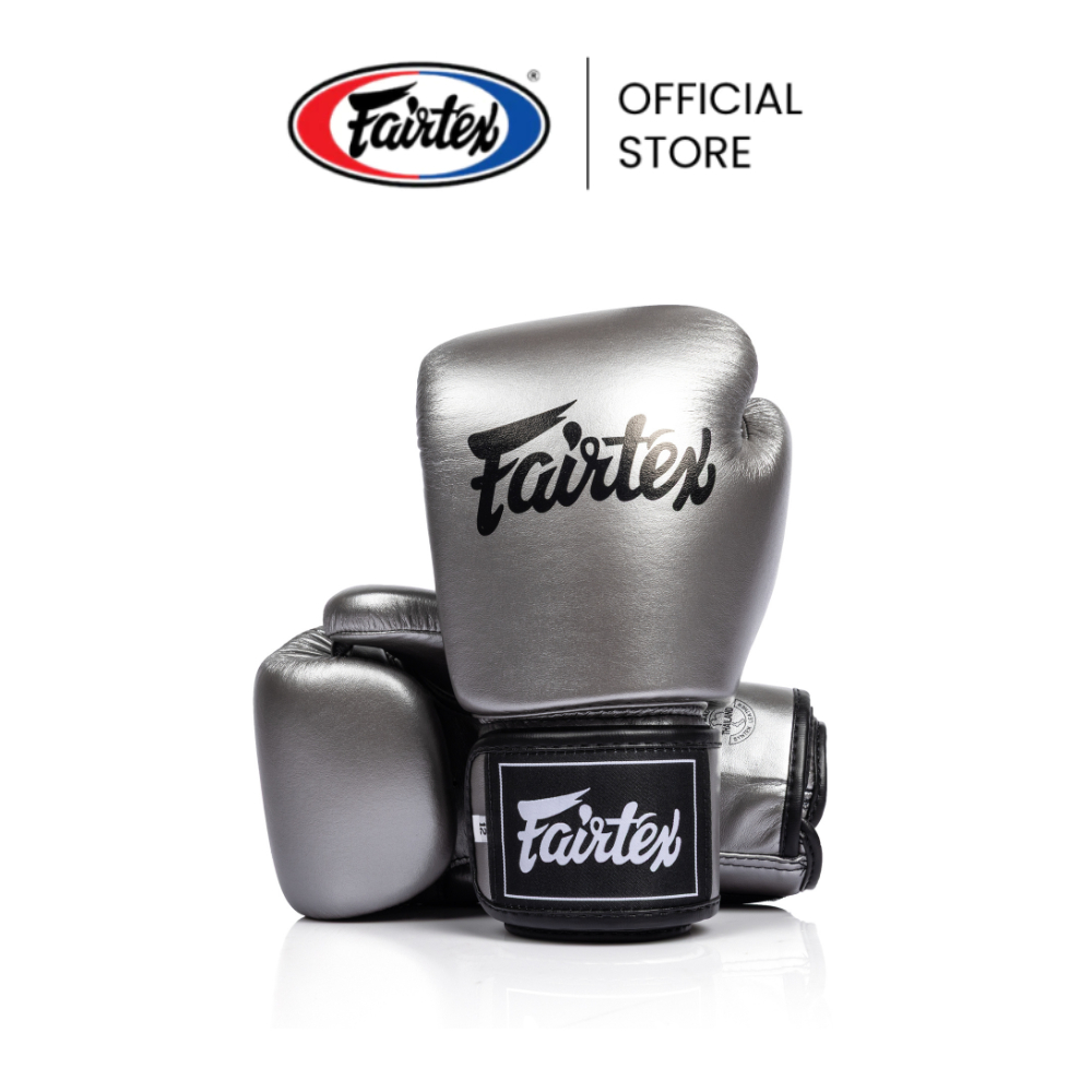 Fairtex นวมชกมวย BGV1C-PLUS - Gun Metallic นวมมวยไมโครไฟเบอร์ กระชับขึ้น ยืดหยุ่นสูง นวยต่อยมวยสำหรับฝึกซ้อม