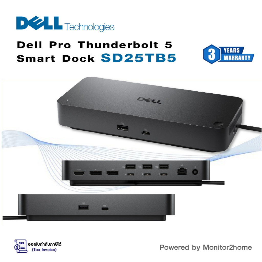 Dell Pro Thunderbolt 5 Smart SD25TB5 Docking Station, Thunderbolt 5 Dock Support for up to Three 4K 