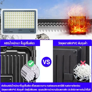 【ซื้อ 1 แถม 1】ไฟโซล่าเซลล์ ไฟโซล่าเซล 10000W LED Solar Light IP67กันน้ำ กันฟ้าผ่า จับเวลาระยะไกล สายไฟ10ม