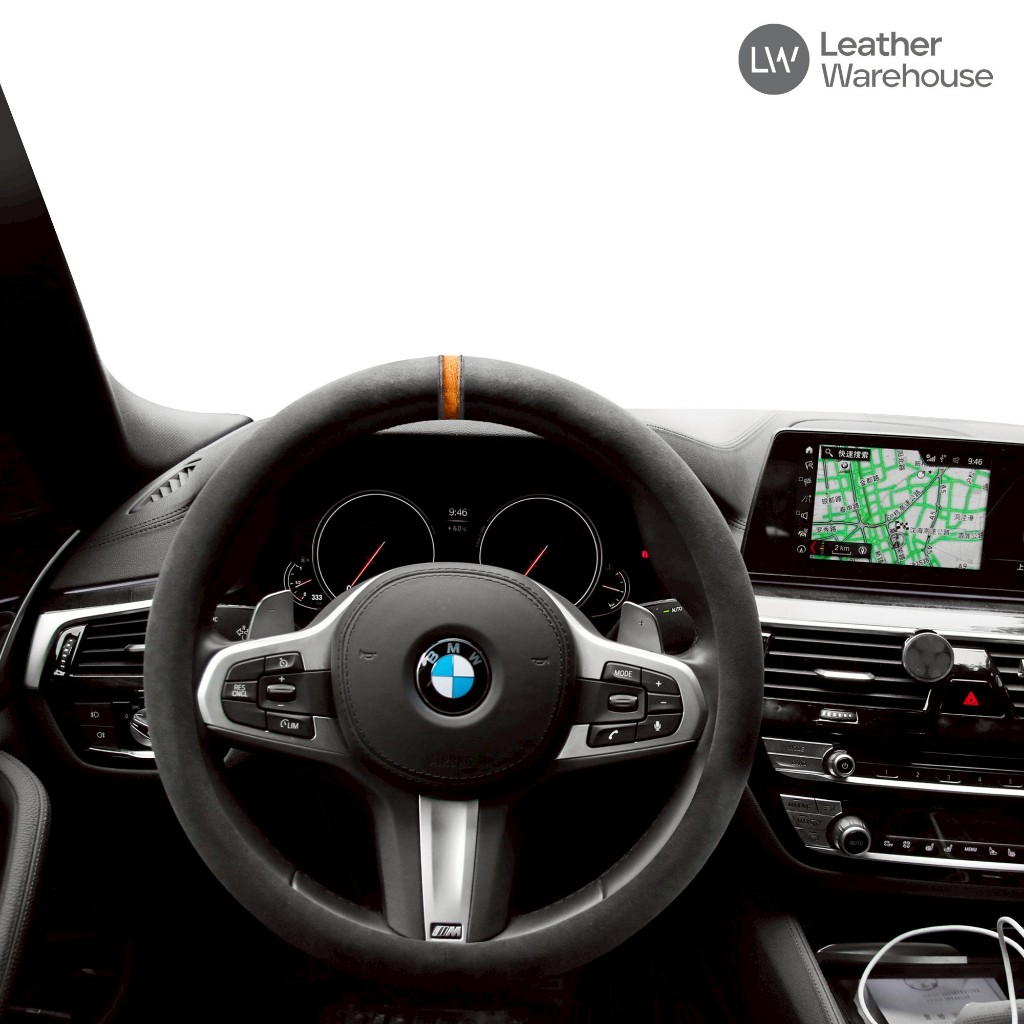 Leather Warehouse / Alcantara Steering Wheel Cover ปอกหุ้มพวงมาลัยรถยนต์หนังอัลคันทาร่า รุ่น Strip