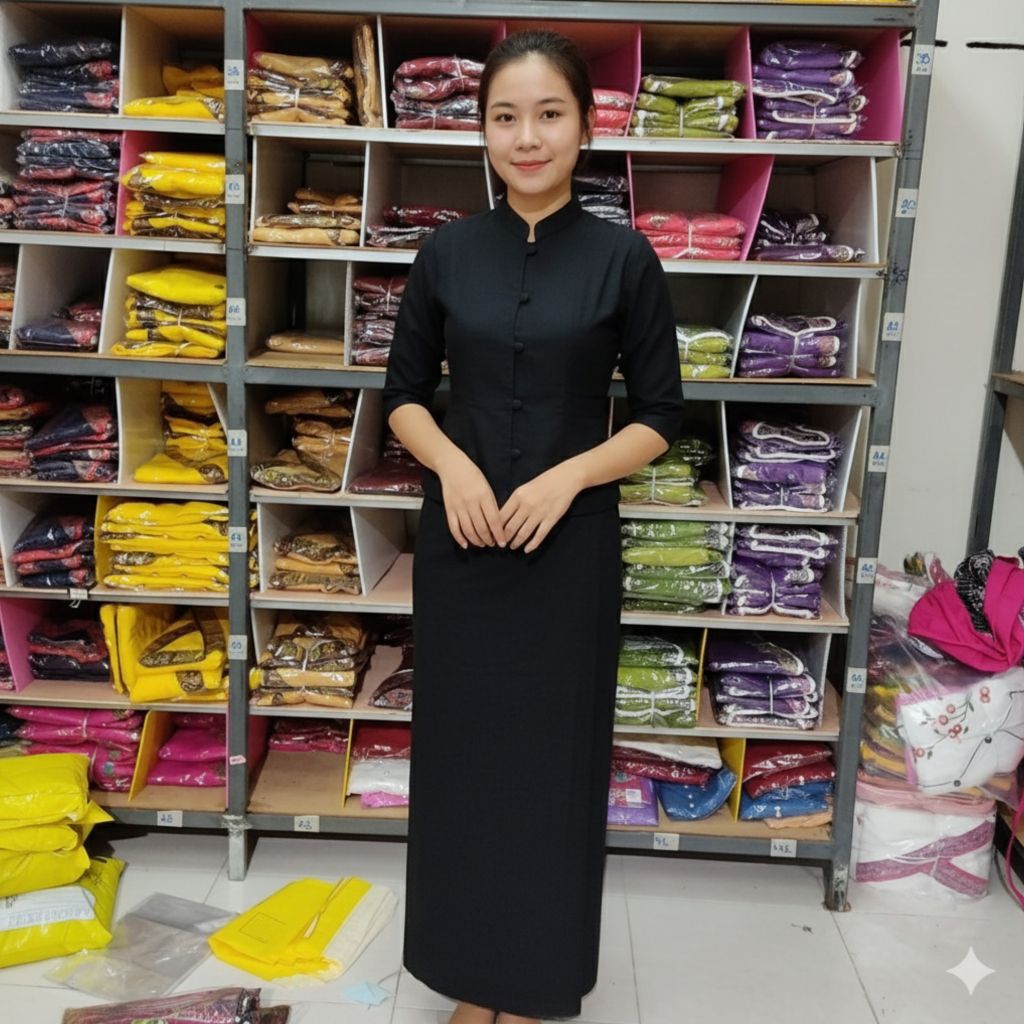 ชุดสีดำล้วนผ้าฝ้าย มีแบบ จิตรลดา เจ้าหญิง สินค้าพร้อมส่งคะ